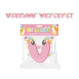 Ghirlandă din hârtie „La mulți ani” – roz