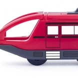 Locomotivă roșie cu mașinist pe baterii