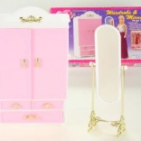 Dulap pentru haine și oglindă pentru păpuși Gloria