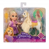 Prințesă RAPUNZEL sau BELLE cu căluț și perie, păpușă 15 cm
