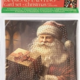 Pictură cu diamante – felicitare de Crăciun Moș Crăciun și ren 13 × 13 cm