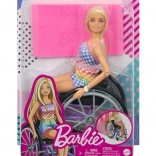 Barbie Fashionistas păpușă pe scaun cu rotile cu îmbrăcăminte cadrilat