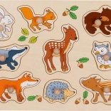 Înserție din lemn cu animale de pădure