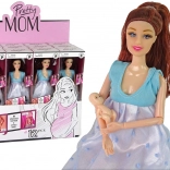 Păpușă însărcinată în rochie albastră cu bebeluș