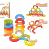 Mozaic de echilibru din lemn cu arcade curcubeu, 24 piese