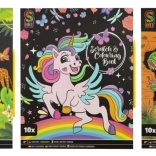 Set de răzuit și colorat pentru copii – 10 foi cu instrument din plastic