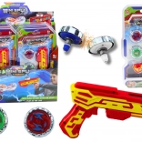 Pistol lansator cu 2 giroscoape metalice cu lumini – roșu