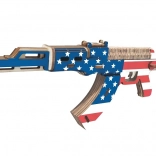 Puzzle 3D din lemn Mitralieră AK47 Steagul American