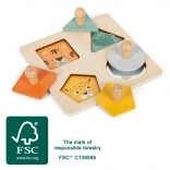 Puzzle Montessori din lemn cu animale și oglindă small foot