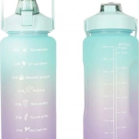 Sticlă sport pentru apă cu pai și scară motivațională, 2 l