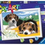 Pictură după numere: Pui de Jack Russell