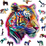 Puzzle din lemn Tigru colorat 150 piese WOODEN CITY