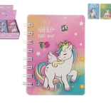 Caiet cu spirală cu motiv unicorn 9,5 × 12 cm