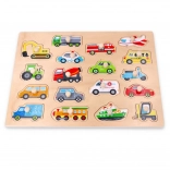 Mare puzzle din lemn cu inserții – transport