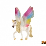 Unicorn din plastic cu aripi curcubeu 13 cm