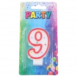 Lumânare de petrecere Numărul 9 Roșu