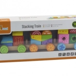 Trenuleț din lemn stivuibil pentru copii 18m+