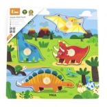 Puzzle din lemn cu pini Dinozauri Viga