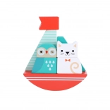 Jucărie din lemn Puzzle Bufniță și Pisică