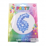 Balon gonflabil numărul 6 albastru cu steluțe 78 × 50 cm