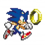 Jixelz Remix puzzle pixel art din plastic Sonic și inelul de aur