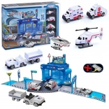 Woopie set tematic stație de poliție la aeroport cu mașini și elicopter, 37 piese