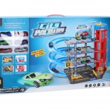 Stație de parcare cu 6 mașini metalice 55x40x44 cm