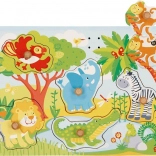 Goki puzzle sonor din lemn cu animale de la zoo