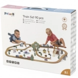 Circuit de tren din lemn POLARB, 90 de piese