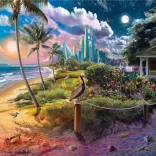 NORIMPEX pictură cu diamante – casă pe plajă 30 × 40 cm