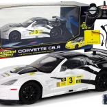 Mașină RC CORVETTE C6.R 1:18 albă cu lumini 2.4 GHz