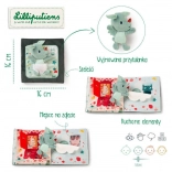 Cărticică textilă cu mini pluș „cioc-cioc” – dragonelul JOE de la LILLIPUTIENS, 18 m+