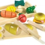 SMALL FOOT set de mic dejun din lemn pentru tăiat