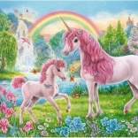 pictură cu diamante: unicorni în grădina de basm 30 × 40 cm