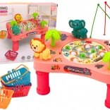 Joc de masă pescuit peștișori – măsuță roz pentru copii