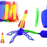 Tir cu rachete din spumă cu pompiță – set de grădină albastru