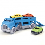 tractor cu platformă și mașinuțe Green Toys – transportor pe două niveluri din plastic reciclat