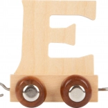 Vagonet din lemn cu litera E pentru trenuleț din lemn