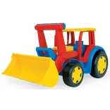 Gigant tractor pentru copii cu încărcător roșu‑galben 60 cm