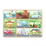 labirint din lemn cu vehicule tooky toy