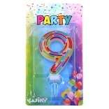 Lumânare de tort pentru petrecere cifra 9 – dungi