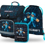 BAAGL 3 SET Ergo Minecraft Blue Axe: ghiozdan, penar, săculeț