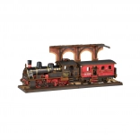 Puzzle 3D din Lemn Vintage Locomotivă cu Aburi