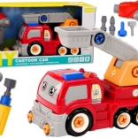 Camion cu macara desenat dezasamblabil DIY – roșu