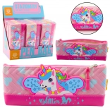 Etui școlar cu unicorn roz 20 x 8,5 cm