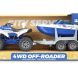 ATV pentru copii pe baterii cu remorcă și barcă