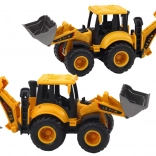 Vehicul de construcții excavator două cupe reglabil galben