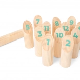 Joc finlandez cu popice Mölkky – joc de familie din lemn pentru exterior