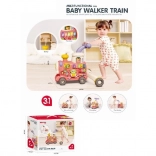 premergător și vehicul de împins trenuleț 3‑în‑1 roz