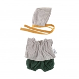 Set cu căciuliță pentru păpuși 21cm dantelă gri